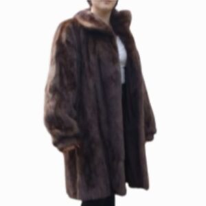 Mink Ovals Dark Brown 3/4 Length Real Fur Coat VTG CHARLEBOIS FURS